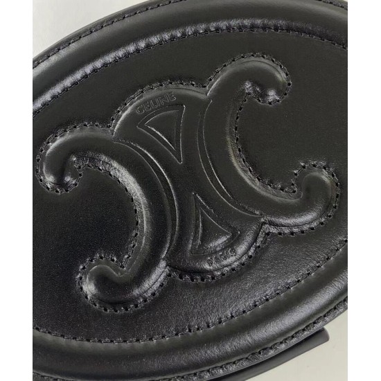 Fake Celine Oval Minaudiere Cuir Triomphe In Smooth Calfskin Black Replica