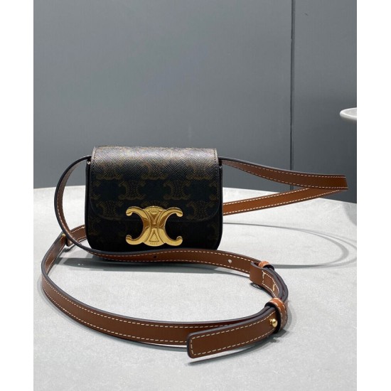 Replica Celine Mini Triomphe In Triomphe Canvas  Coffee
