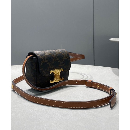 Replica Celine Mini Triomphe In Triomphe Canvas  Coffee