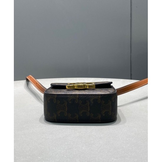 Replica Celine Mini Triomphe In Triomphe Canvas  Coffee