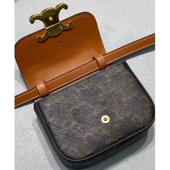 Replica Celine Mini Triomphe In Triomphe Canvas  Coffee