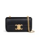 Fake Celine Chain Shoulder Bag Triomphe In Shiny Calfskin Black Replica
