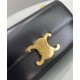 Fake Celine Chain Shoulder Bag Triomphe In Shiny Calfskin Black Replica