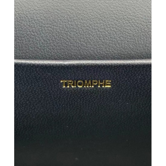 Fake Celine Chain Shoulder Bag Triomphe In Shiny Calfskin Black Replica