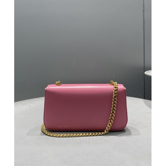 Replica Celine Chain Shoulder Bag Triomphe In Shiny Calfskin Pink