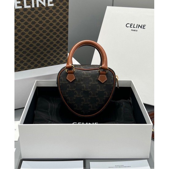 Fake Celine Medium Heart In Triomphe Coffee Replica
