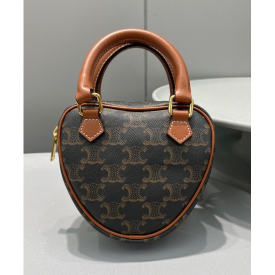 Fake Celine Medium Heart In Triomphe Coffee Replica