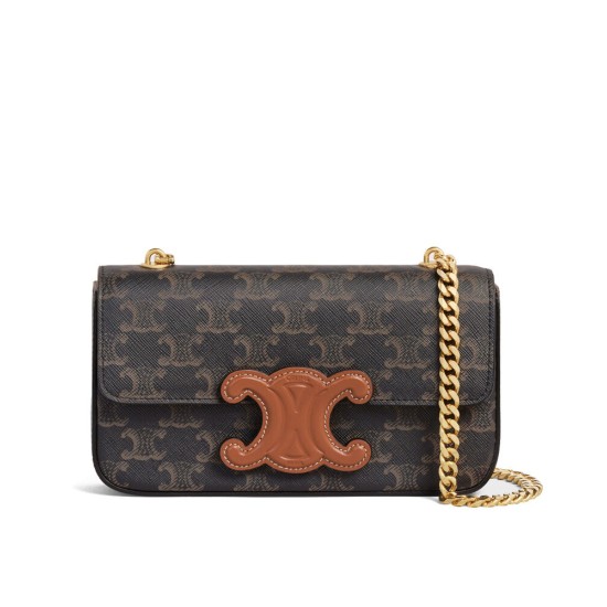 Fake Celine Chain Shoulder Bag Cuir Triomphe 199242 Henna Replica