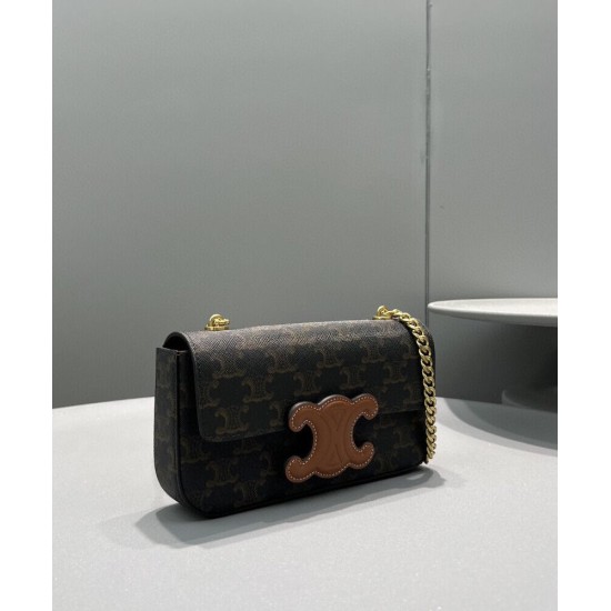 Fake Celine Chain Shoulder Bag Cuir Triomphe 199242 Henna Replica