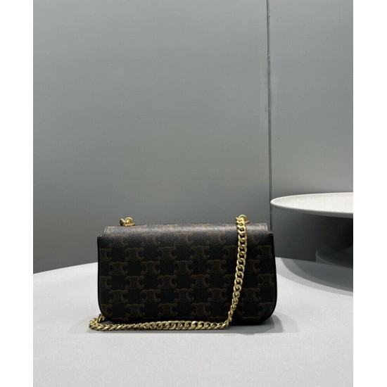 Fake Celine Chain Shoulder Bag Cuir Triomphe 199242 Henna Replica