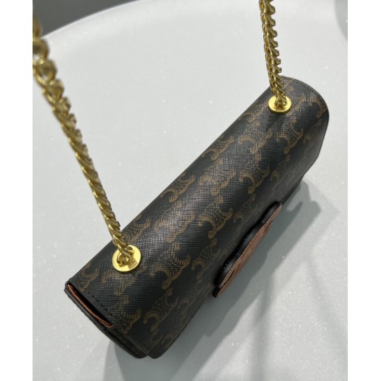 Fake Celine Chain Shoulder Bag Cuir Triomphe 199242 Henna Replica