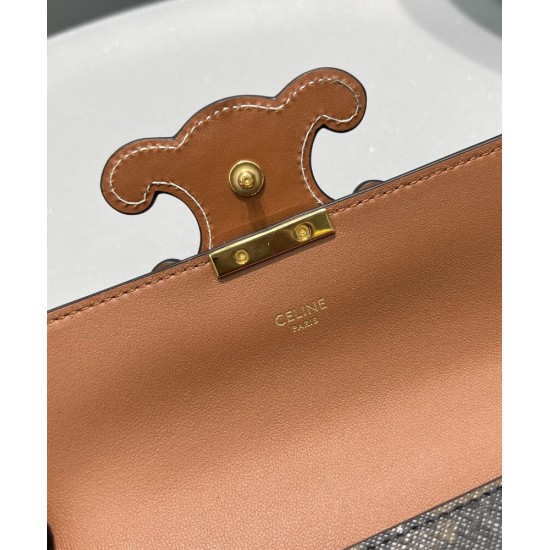 Fake Celine Chain Shoulder Bag Cuir Triomphe 199242 Henna Replica