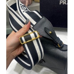 Replica Prada Monochrome Saffiano And Leather Bag Black