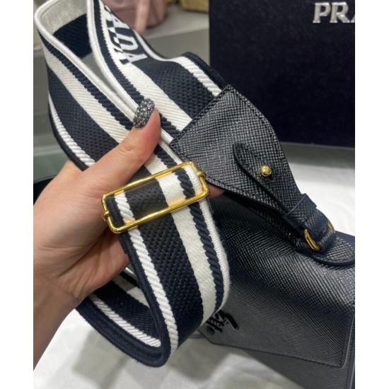 Replica Prada Monochrome Saffiano And Leather Bag Black