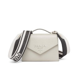 Replica Prada Monochrome Saffiano And Leather Bag Cream