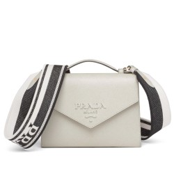 Replica Prada Monochrome Saffiano And Leather Bag Cream
