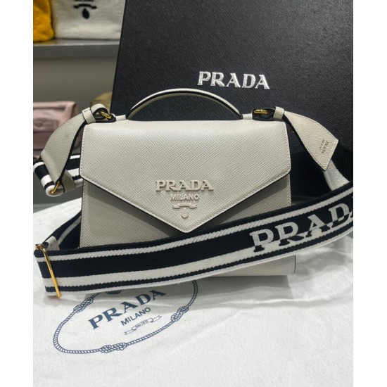 Replica Prada Monochrome Saffiano And Leather Bag Cream