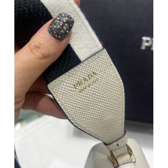 Replica Prada Monochrome Saffiano And Leather Bag Cream