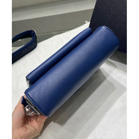 Replica Prada Saffiano Leather Shoulder Bag 2VH152 Blue