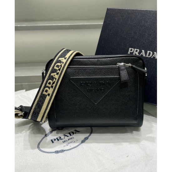 Replica Prada Saffiano Leather Shoulder Bag 2VH152 Black