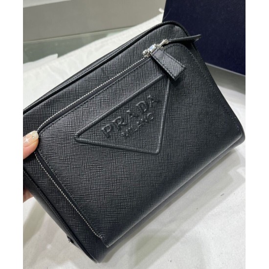 Replica Prada Saffiano Leather Shoulder Bag 2VH152 Black