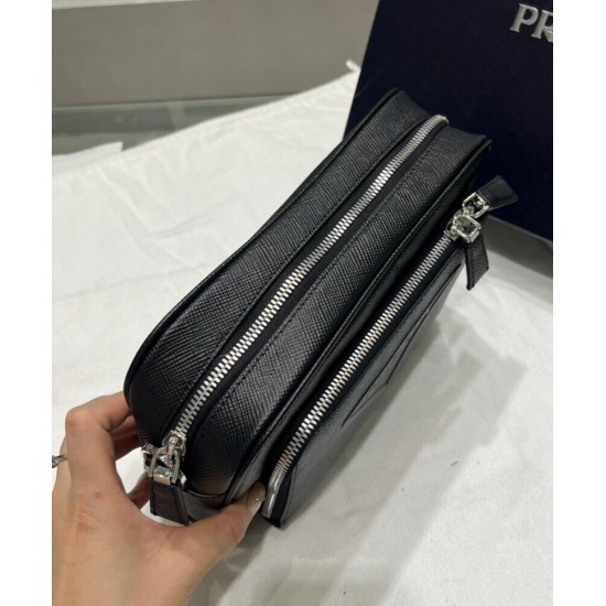 Replica Prada Saffiano Leather Shoulder Bag 2VH152 Black