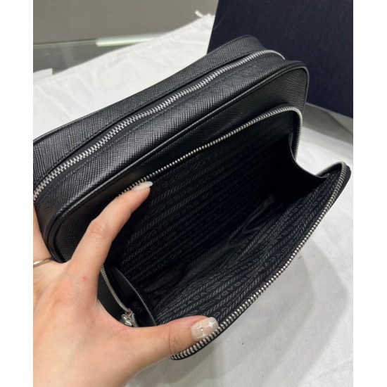 Replica Prada Saffiano Leather Shoulder Bag 2VH152 Black