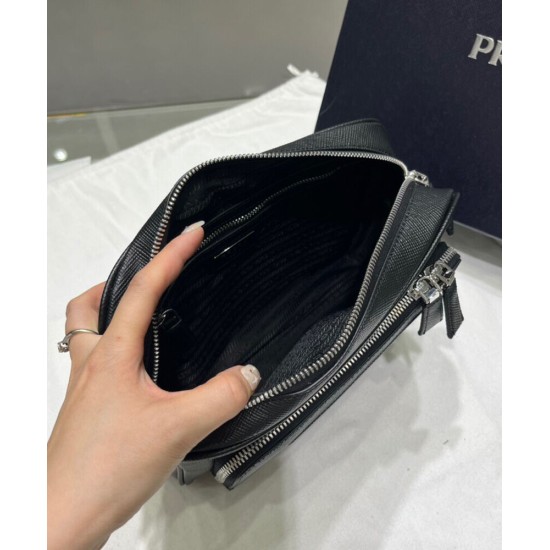 Replica Prada Saffiano Leather Shoulder Bag 2VH152 Black
