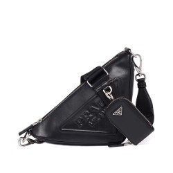 Replica Prada Leather Triangle shoulder bag 1BH190 Black