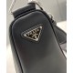 Replica Prada Leather Triangle shoulder bag 1BH190 Black