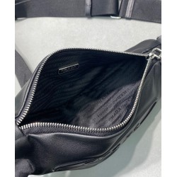 Replica Prada Leather Triangle shoulder bag 1BH190 Black