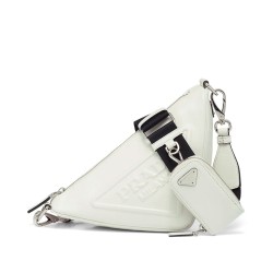 Fake Prada Leather Triangle shoulder bag 1BH190 Cream Replica