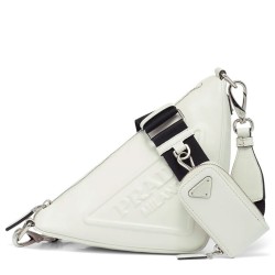 Fake Prada Leather Triangle shoulder bag 1BH190 Cream Replica