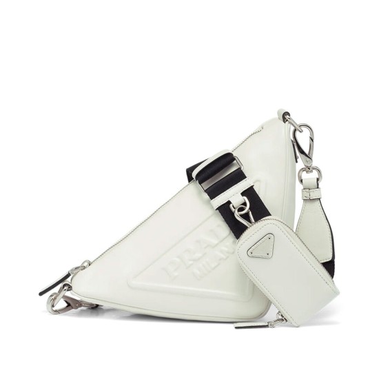 Fake Prada Leather Triangle shoulder bag 1BH190 Cream Replica