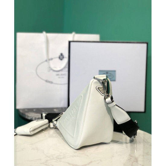 Fake Prada Leather Triangle shoulder bag 1BH190 Cream Replica