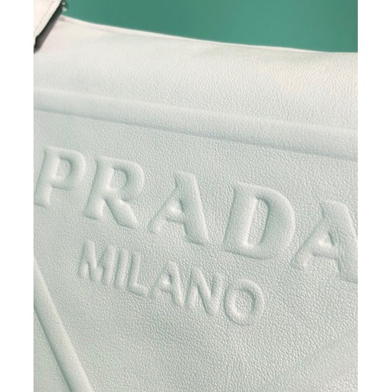 Fake Prada Leather Triangle shoulder bag 1BH190 Cream Replica