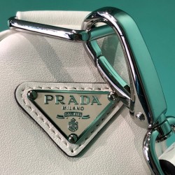 Replica Prada Leather Triangle shoulder bag 1BH190 Cream Fake Prada Leather Triangle shoulder bag 1BH190 Cream Replica