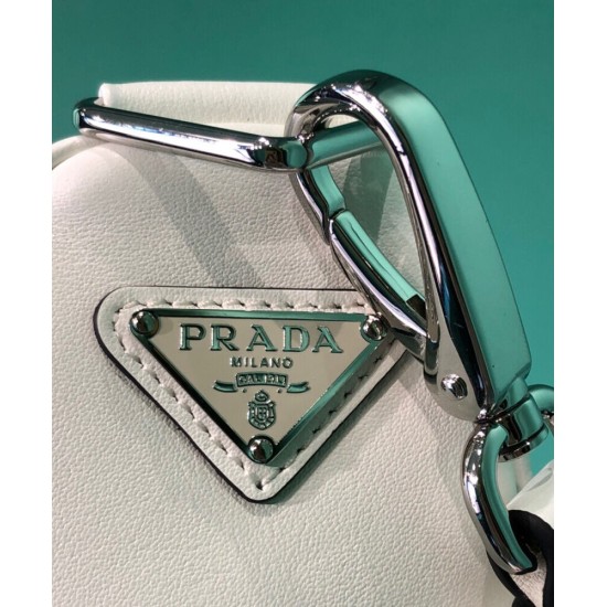 Fake Prada Leather Triangle shoulder bag 1BH190 Cream Replica