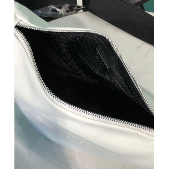 Fake Prada Leather Triangle shoulder bag 1BH190 Cream Replica