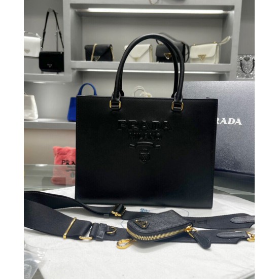 Replica Prada Medium Saffiano Leather Handbag 1BA337 Black