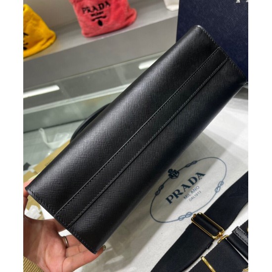 Replica Prada Medium Saffiano Leather Handbag 1BA337 Black