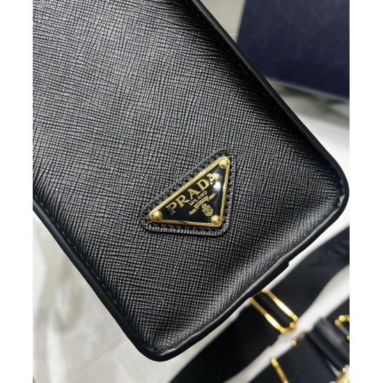 Replica Prada Medium Saffiano Leather Handbag 1BA337 Black
