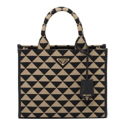 Fake Prada Small Symbole Jacquard Fabric Handbag Black Replica