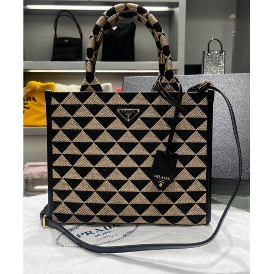Replica Prada Small Symbole Jacquard Fabric Handbag Black Fake Prada Small Symbole Jacquard Fabric Handbag Black Replica