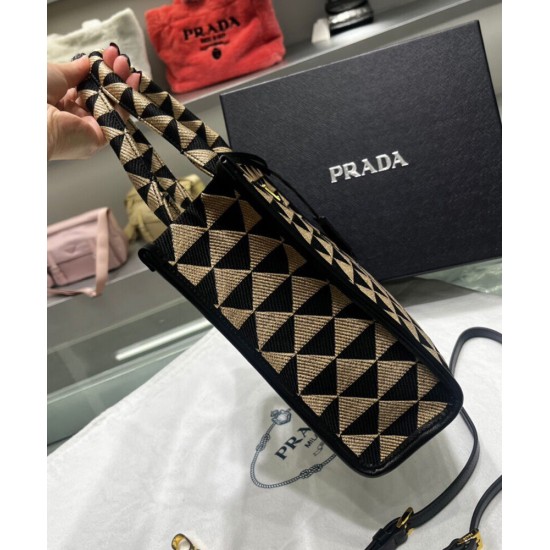 Replica Prada Small Symbole Jacquard Fabric Handbag Black Fake Prada Small Symbole Jacquard Fabric Handbag Black Replica