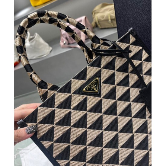 Replica Prada Small Symbole Jacquard Fabric Handbag Black Fake Prada Small Symbole Jacquard Fabric Handbag Black Replica