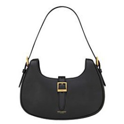 Replica YSL Saint Laurent Le Fermoir Hobo Bag In Shiny Leather Black