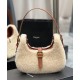 Replica YSL Saint Laurent Le Fermoir Hobo Bag In Merino Shearling 672615 Cream