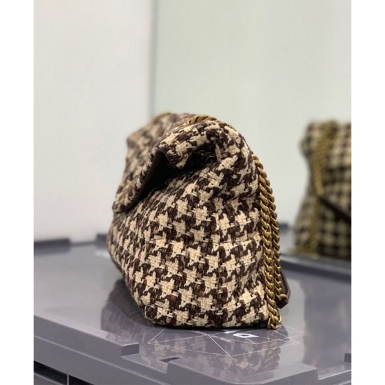 Replica YSL Saint Laurent Puffer Small Checkered Tweed And Lambskin Handbag Cream