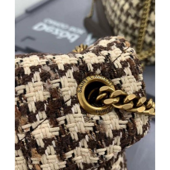 Replica YSL Saint Laurent Puffer Small Checkered Tweed And Lambskin Handbag Cream